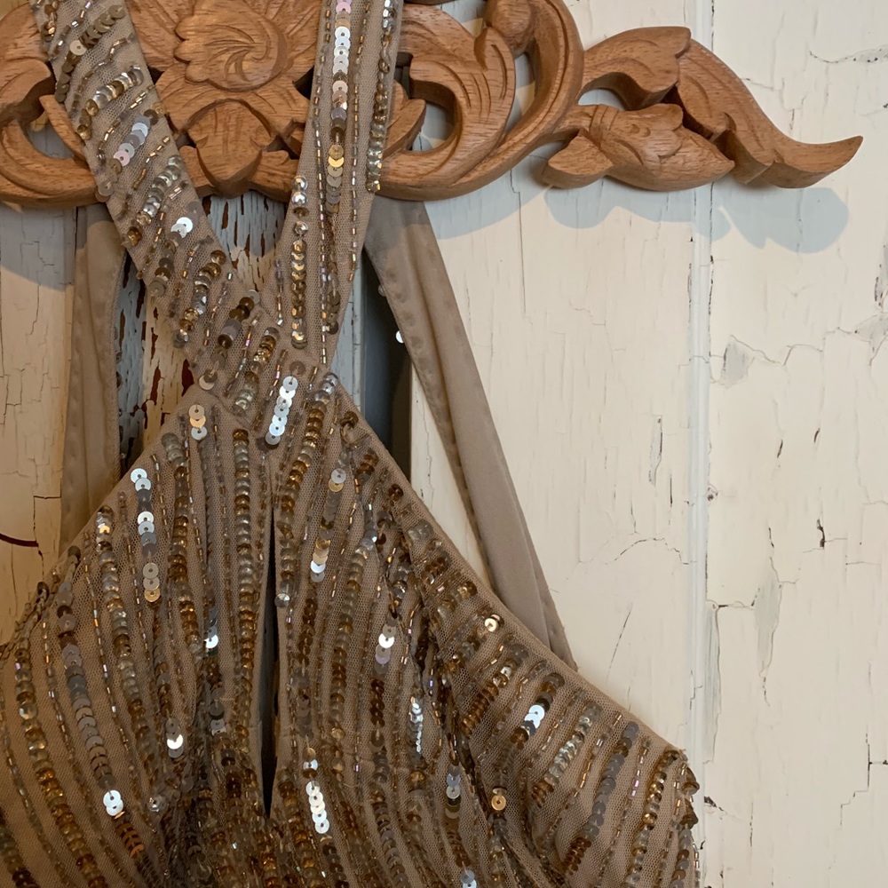 Sequin Backless Evening Gown